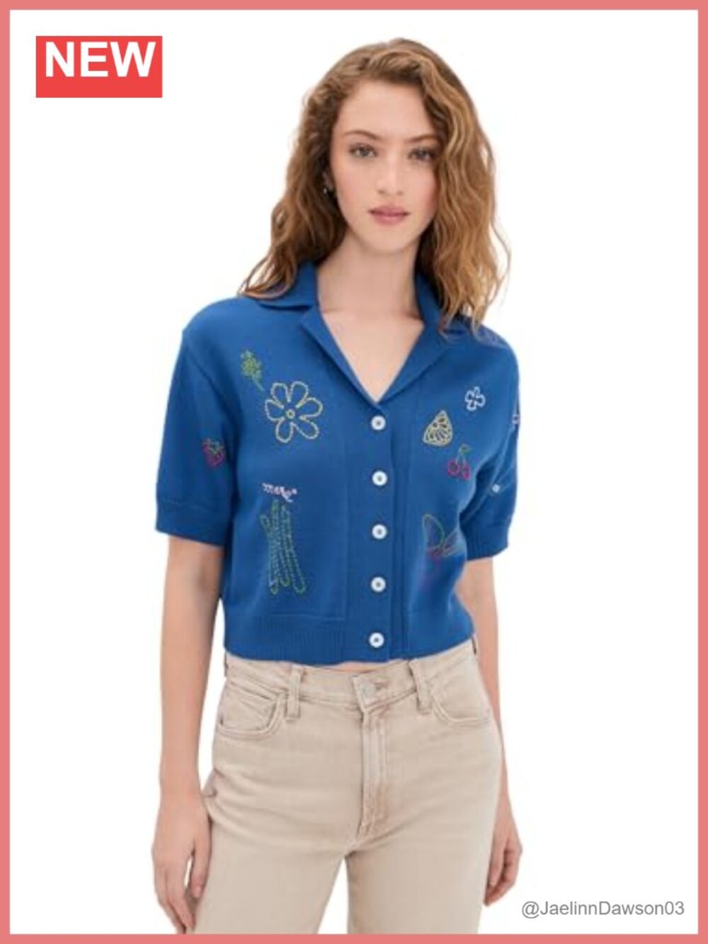 Boxy Raquette Cardigan Lightweight Stretch Knit Short Sleeve Collared Button